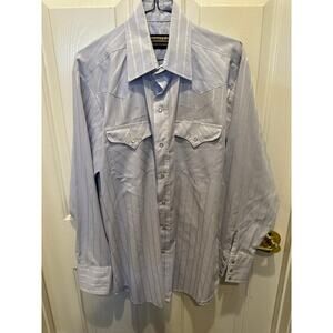 Panhandle Slim Men's Purple Pearl Snap Striped Long Sleeve Button Down Size 16